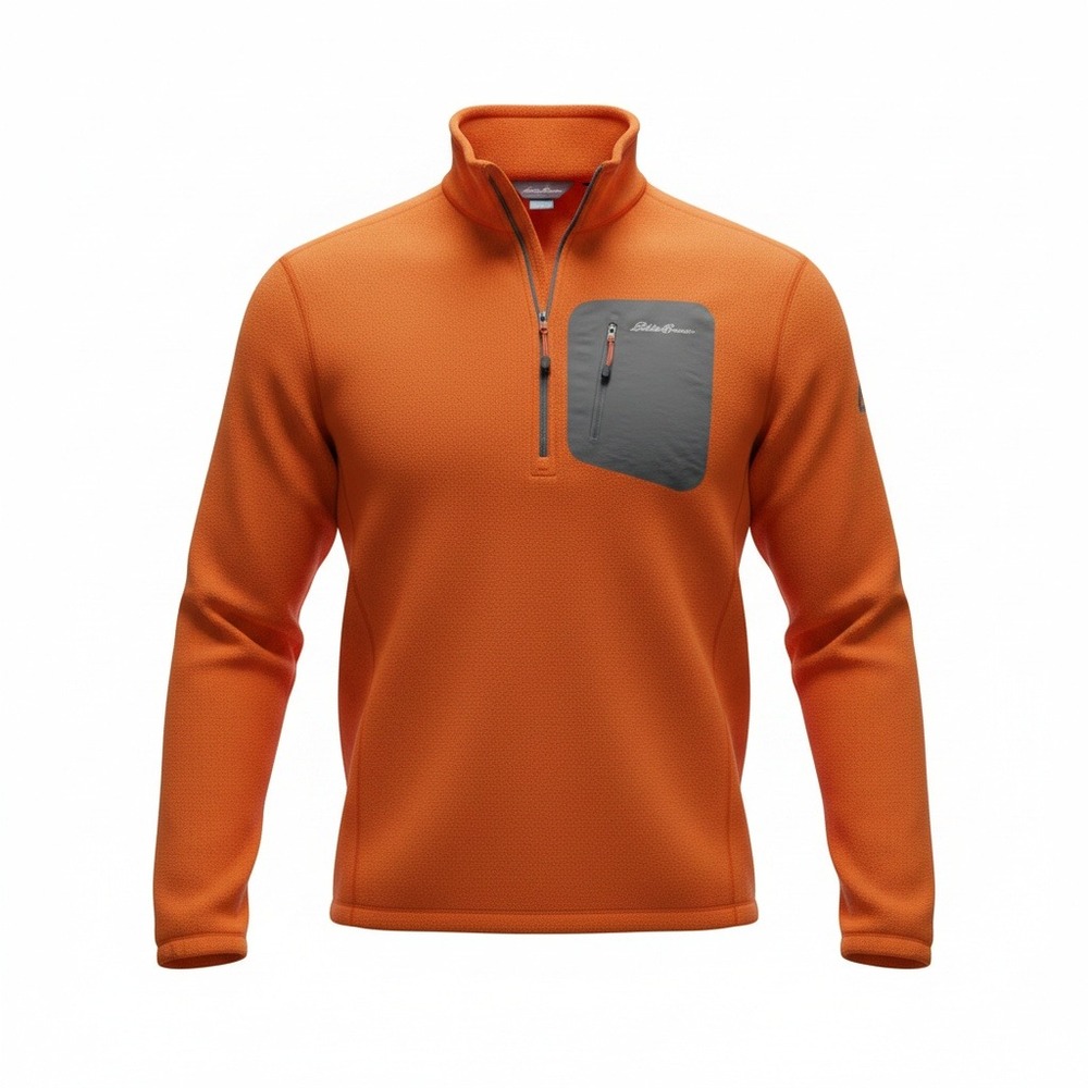 Eddie Bauer First Ascent Polartec Fleece Men's Large Orange 1/4 Zip